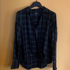 Madewell Black and Blue Plaid Button Down Shirt